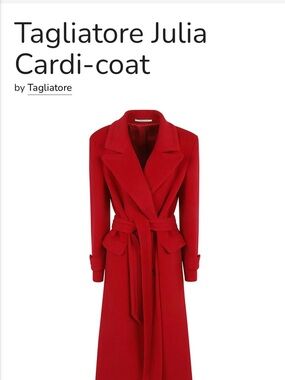 Tagliatore Red Wool Belted Long Coat